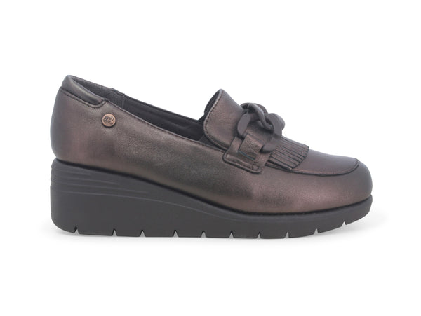 Melluso Donna Mocassini con Catena Frangia Zeppa Tomaia Pelle Bronzo K55272-227873